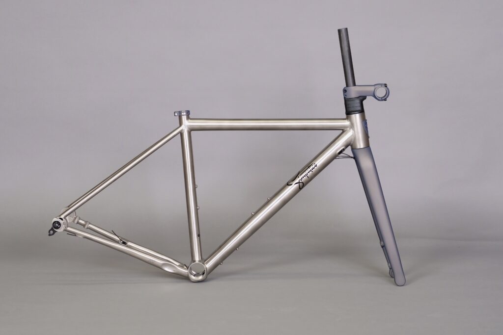 High-quality aluminium bicycle frame ideal for custom builds and eco-conscious riders.