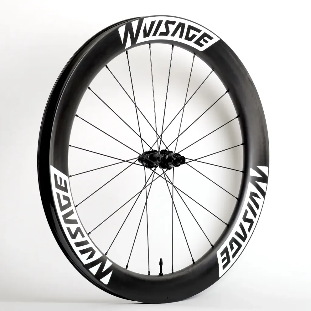 Nvisage G60 carbon gravel wheel with a 60 mm deep hookless rim and straight-pull spokes